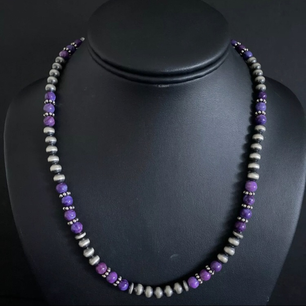Sterlingsilver Sugilite W Pearlsbeadnecklace - image 1